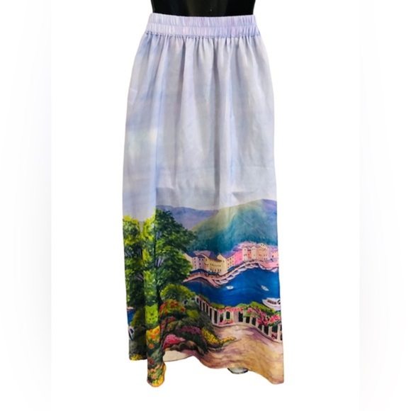 Rachel Zoe European riviera print light blue swing skirt size XS new - Picture 12 of 15